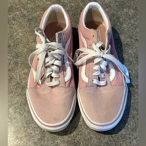 VANS Old Skool Suede Lace Up Sneakers Pink White Skater Shoes Women’s 8